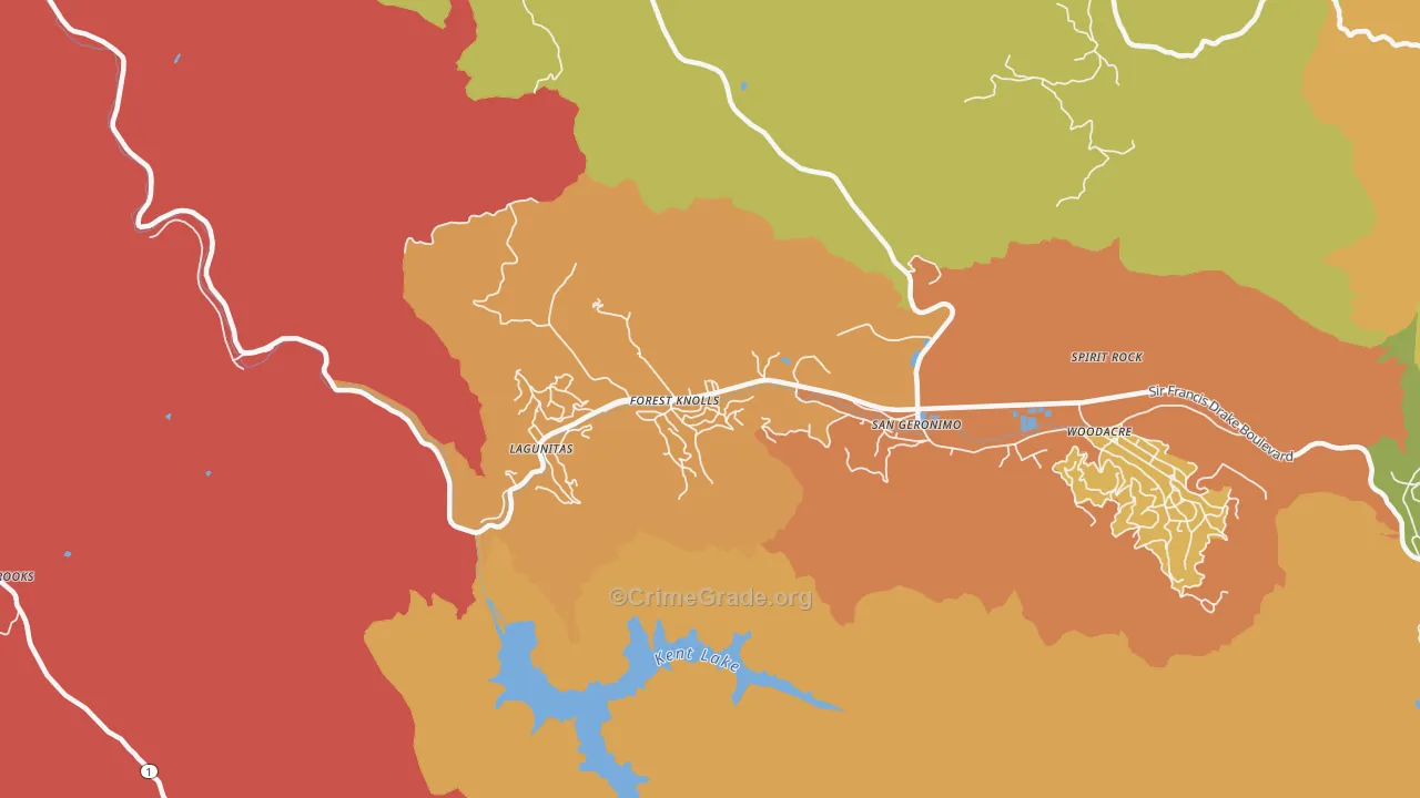 Forest Knolls, CA Map of Robbery Rates