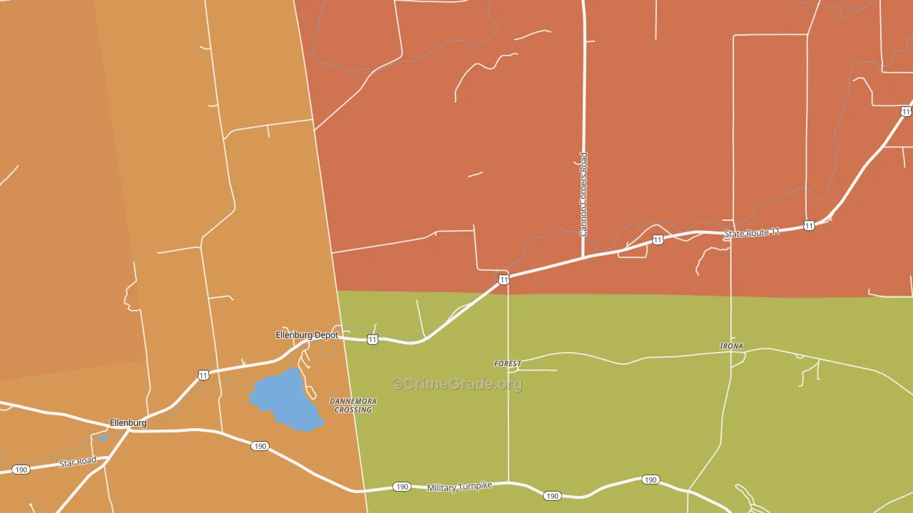 Forest, NY Map of Robbery Rates
