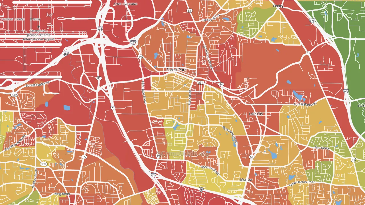 Forest Park, GA Map of Robbery Rates