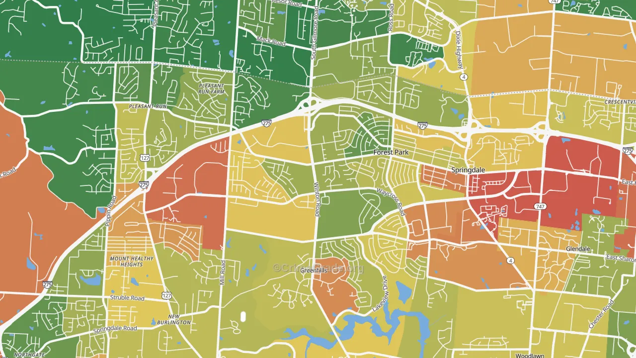 Forest Park, OH Map of Robbery Rates
