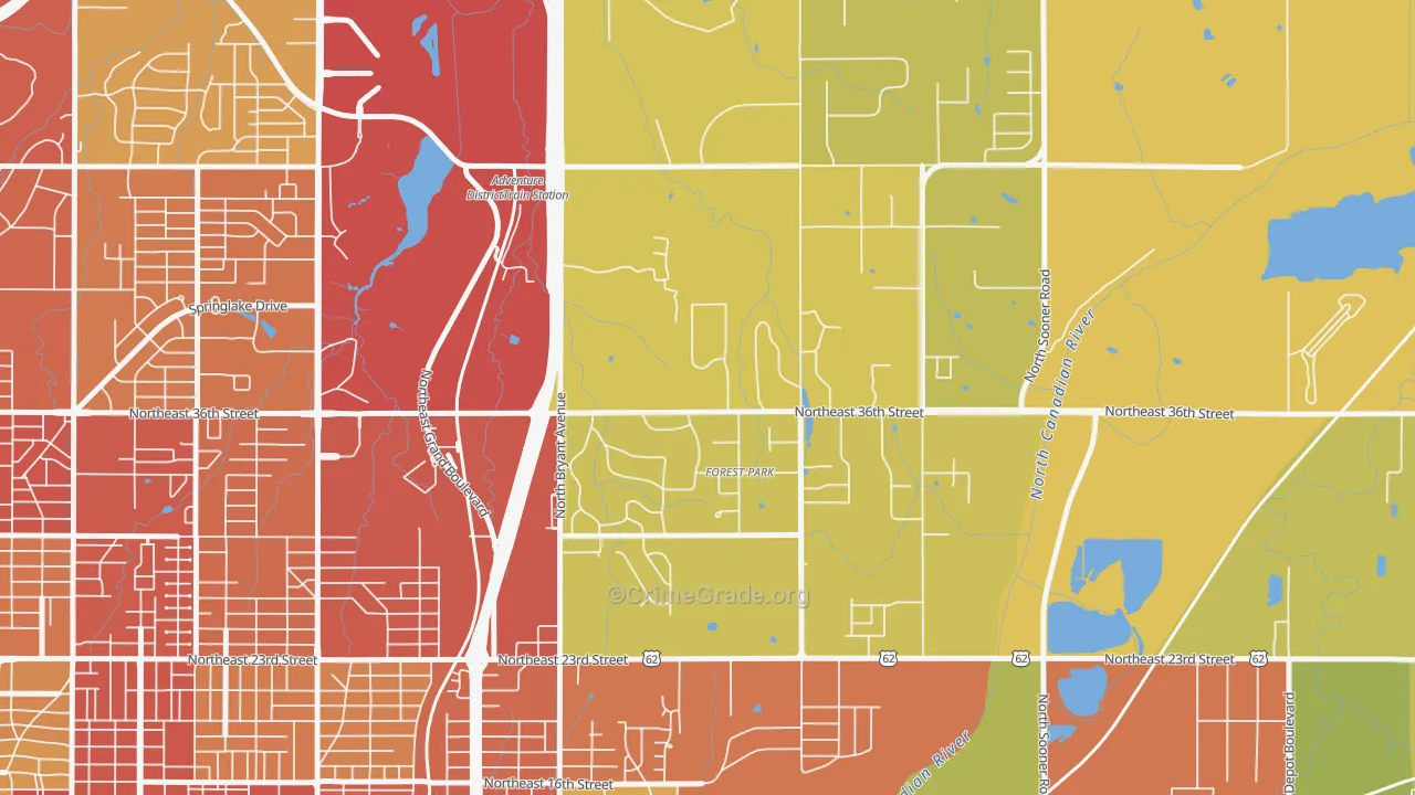 Forest Park, OK Map of Robbery Rates