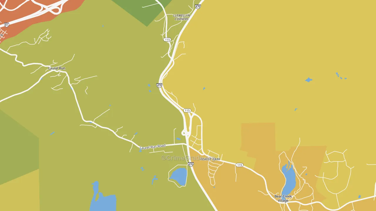 Forest Park, PA Map of Robbery Rates