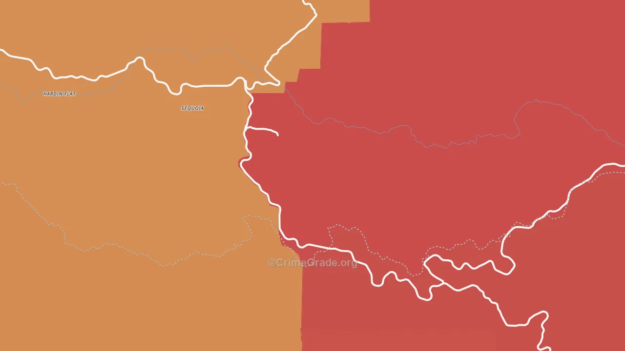 Foresta, CA Map of Robbery Rates