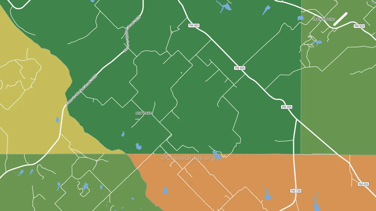 Forestburg, TX Map of Robbery Rates