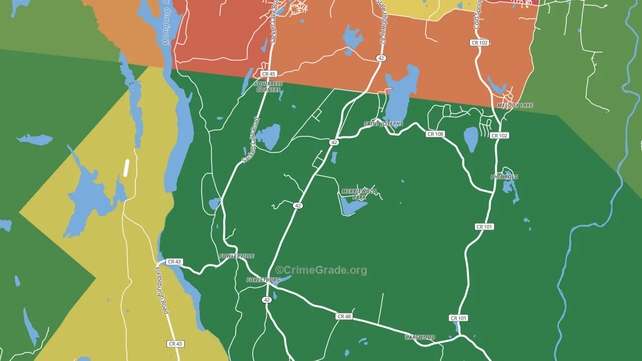 Forestburgh, NY Map of Robbery Rates