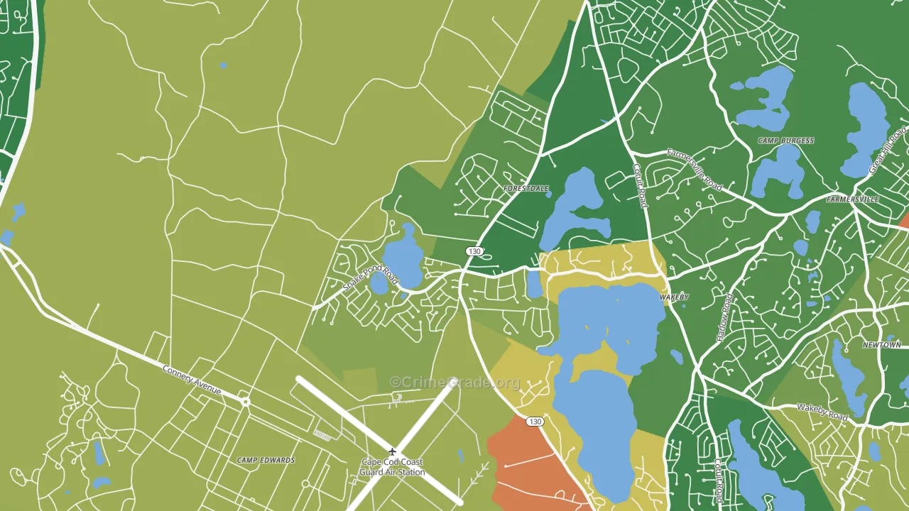 Forestdale, MA Map of Robbery Rates