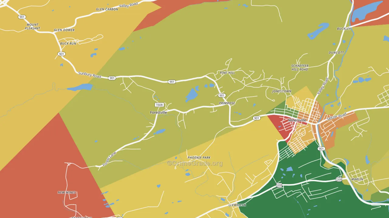 Forestville, PA Map of Robbery Rates