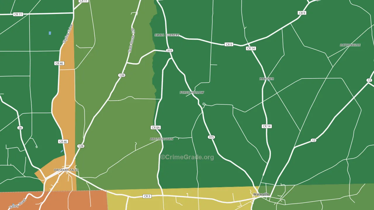 Forge Hollow, NY Map of Robbery Rates