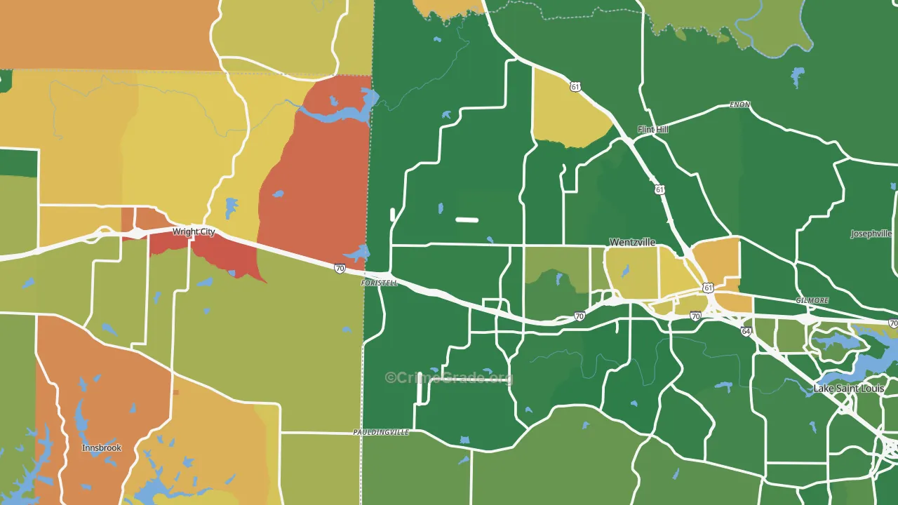 Foristell, MO Map of Robbery Rates