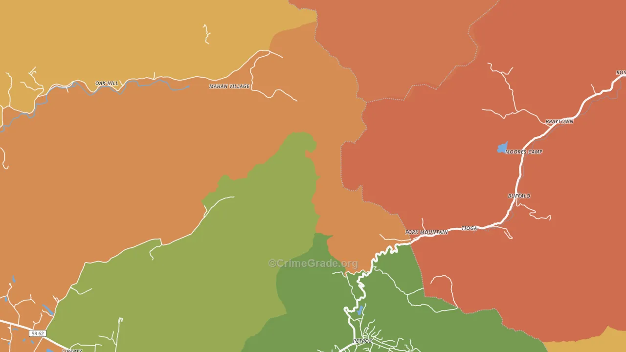 Fork Mountain, TN Map of Robbery Rates