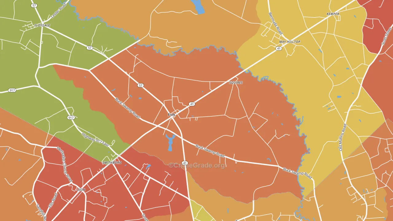 Fork, SC Map of Robbery Rates