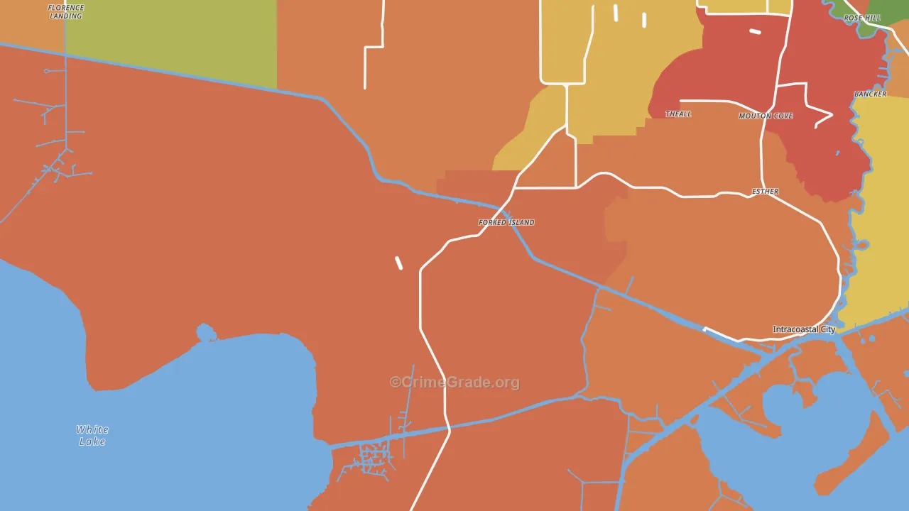 Forked Island, LA Map of Robbery Rates