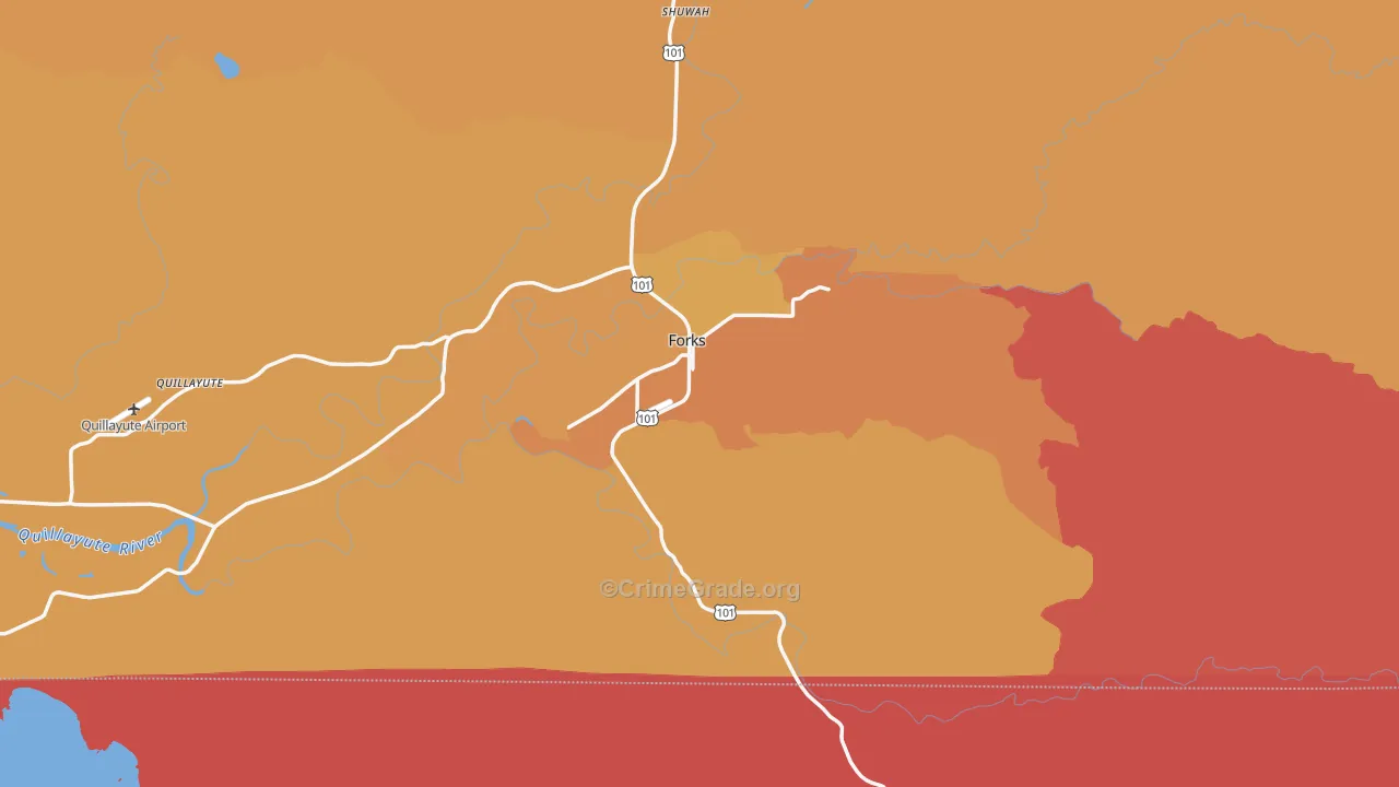 Forks, WA Map of Robbery Rates