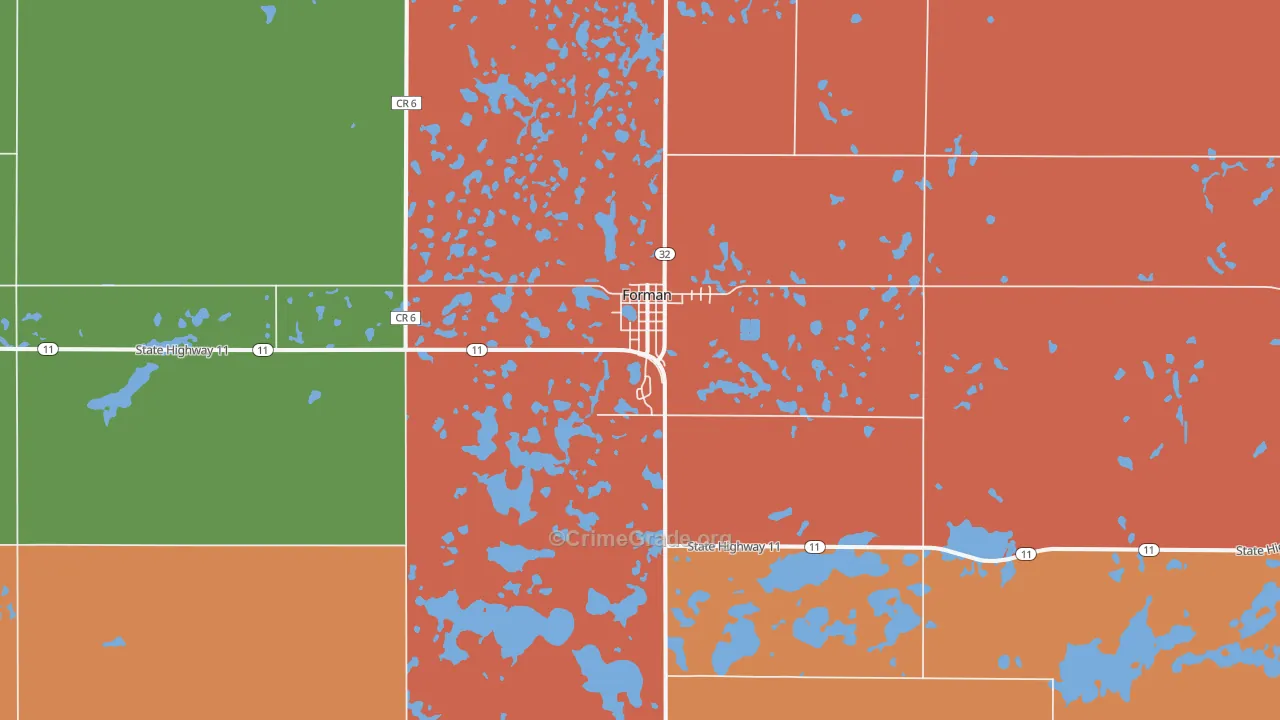 Forman, ND Map of Robbery Rates