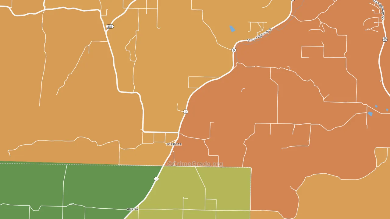 Formosa, AR Map of Robbery Rates