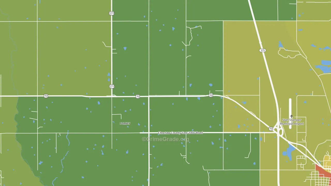 Forney, OK Map of Robbery Rates