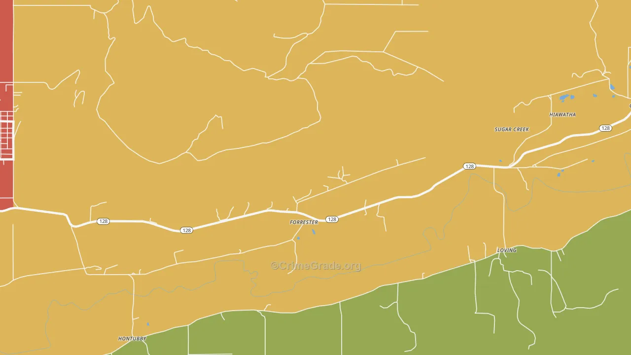 Forrester, OK Map of Robbery Rates