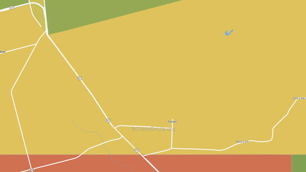 Forsan, TX Map of Robbery Rates