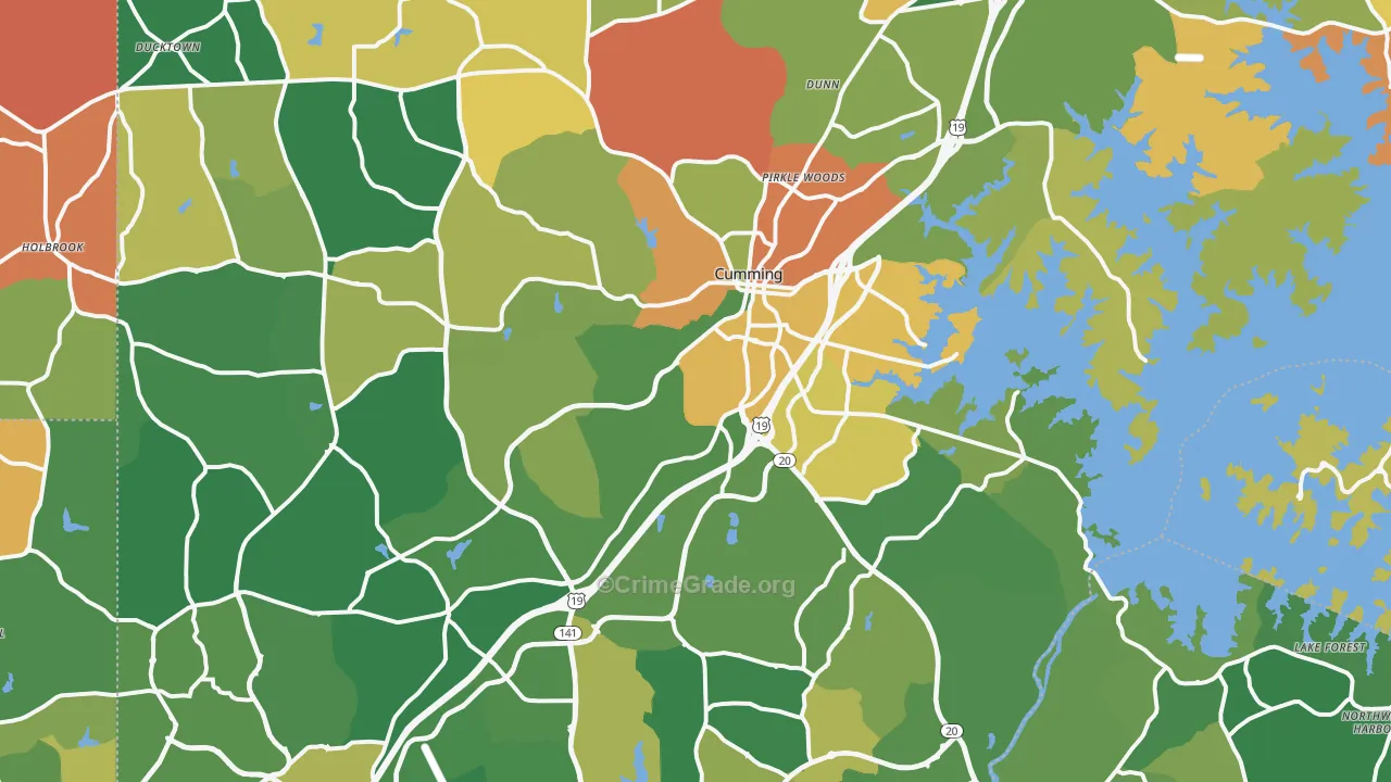 Forsyth County, GA Map of Robbery Rates