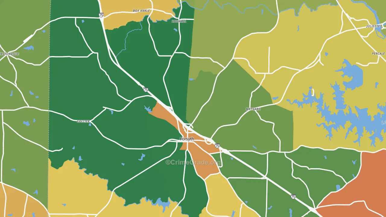 Forsyth, GA Map of Robbery Rates