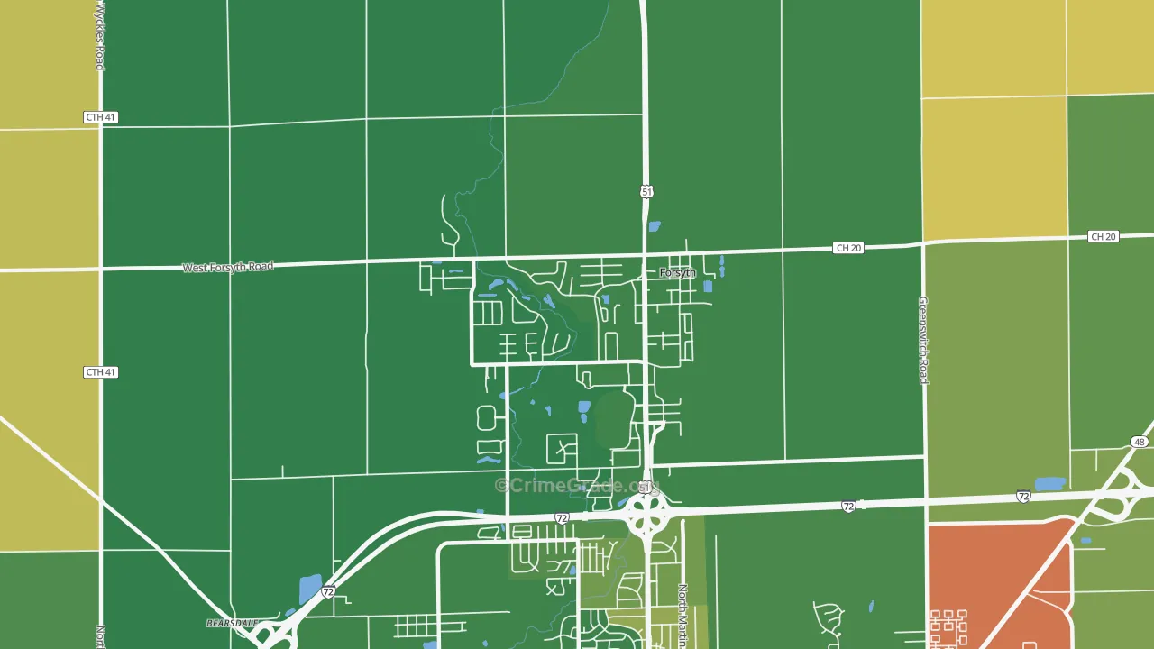 Forsyth, IL Map of Robbery Rates