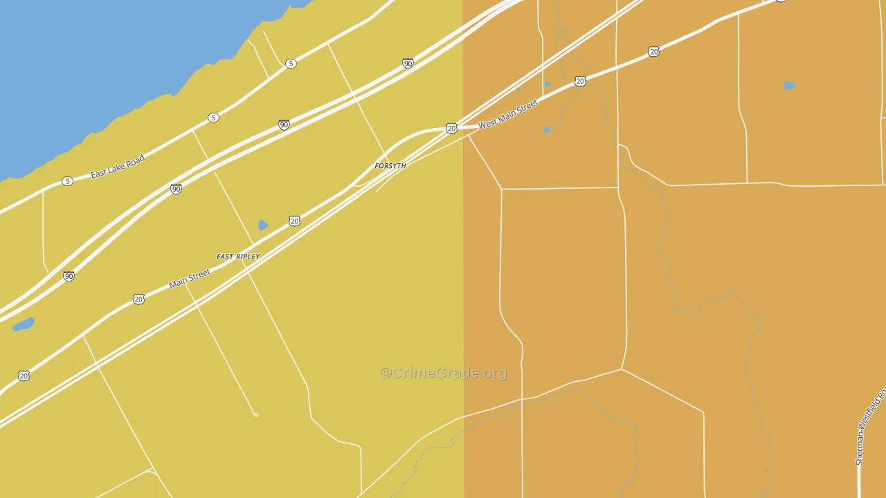 Forsyth, NY Map of Robbery Rates