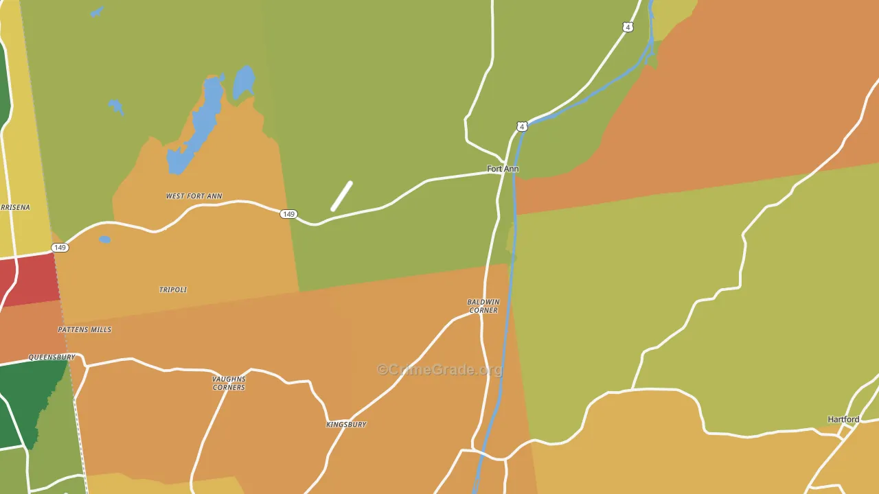 Fort Ann, NY Map of Robbery Rates