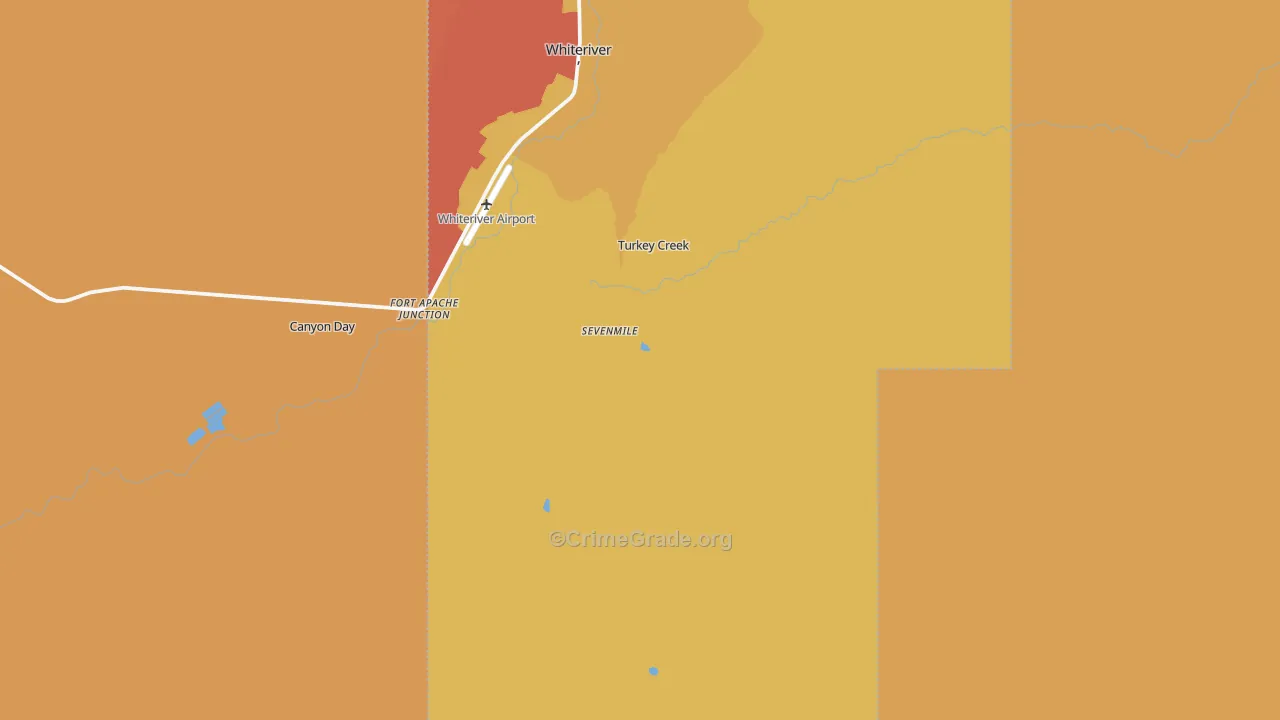 Fort Apache, AZ Map of Robbery Rates