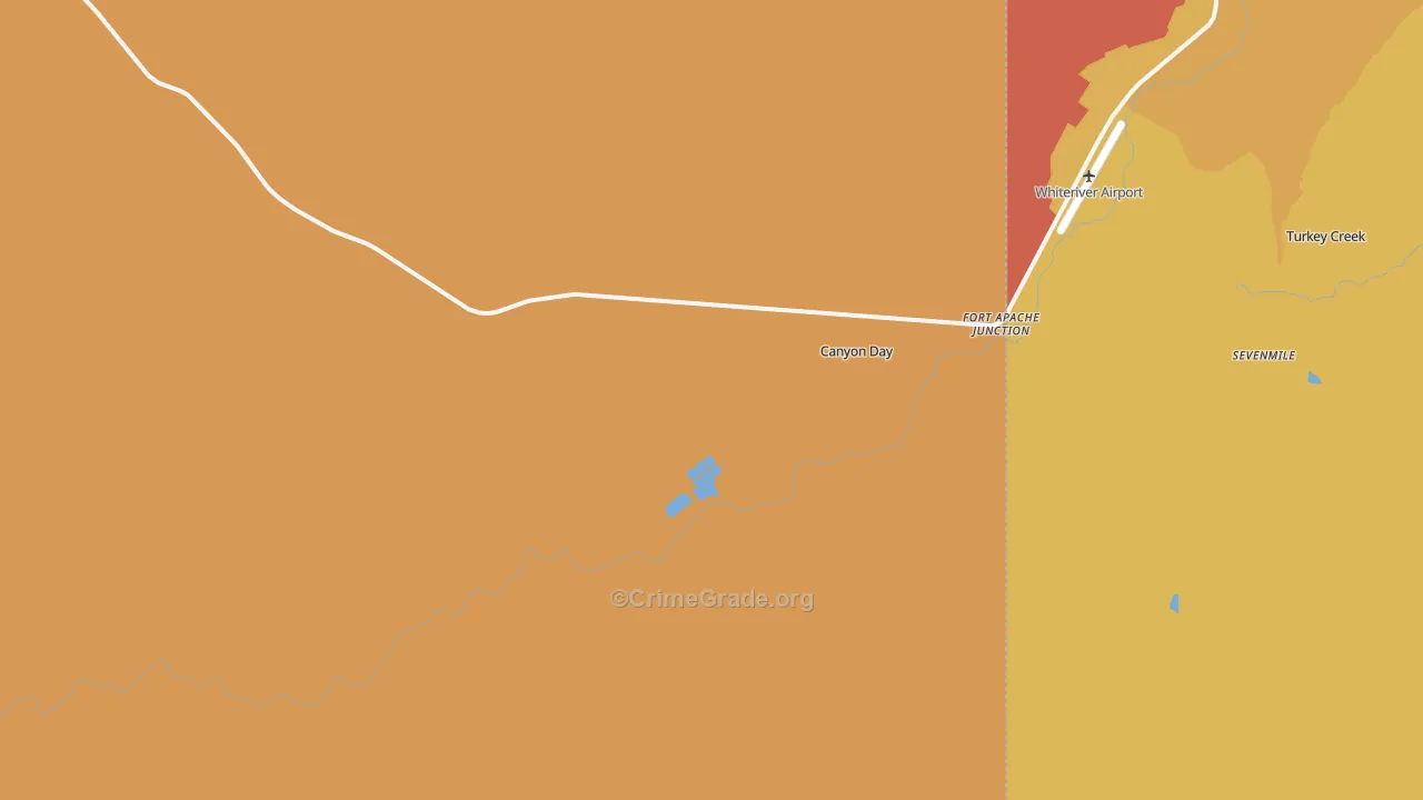 Fort Apache Junction, AZ Map of Robbery Rates