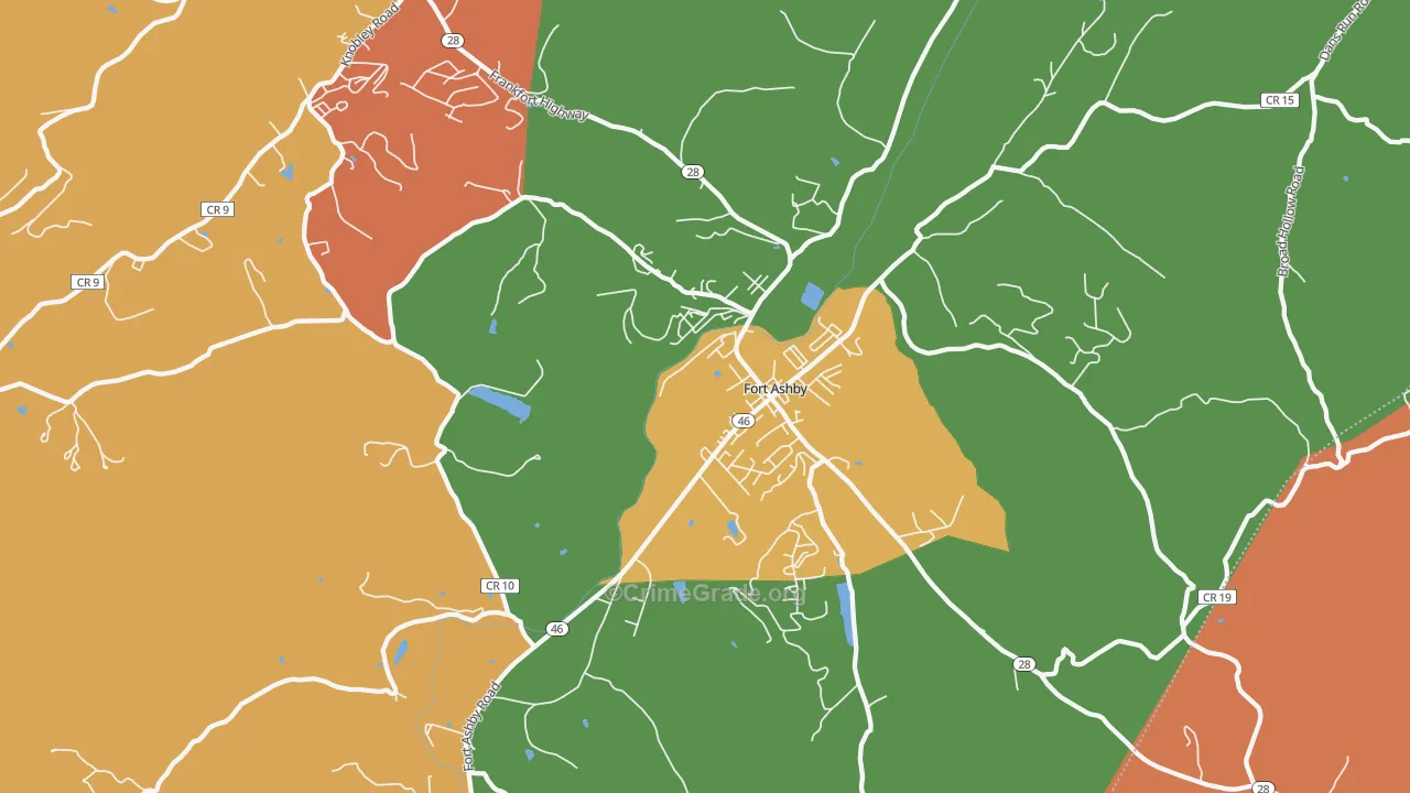 Fort Ashby, WV Map of Robbery Rates