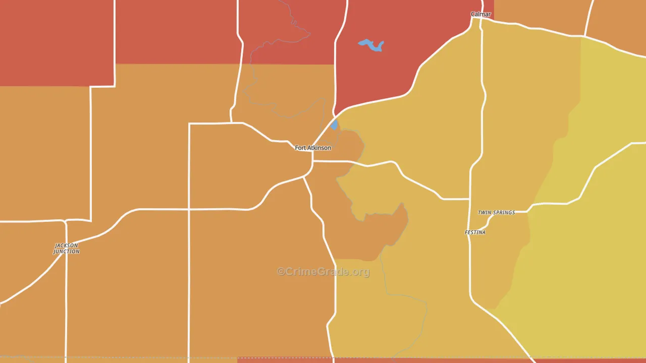 Fort Atkinson, IA Map of Robbery Rates