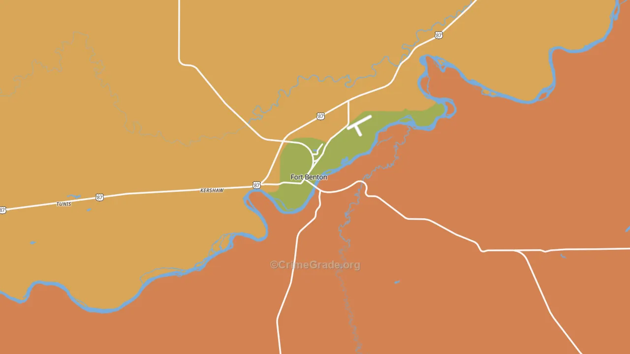 Fort Benton, MT Map of Robbery Rates