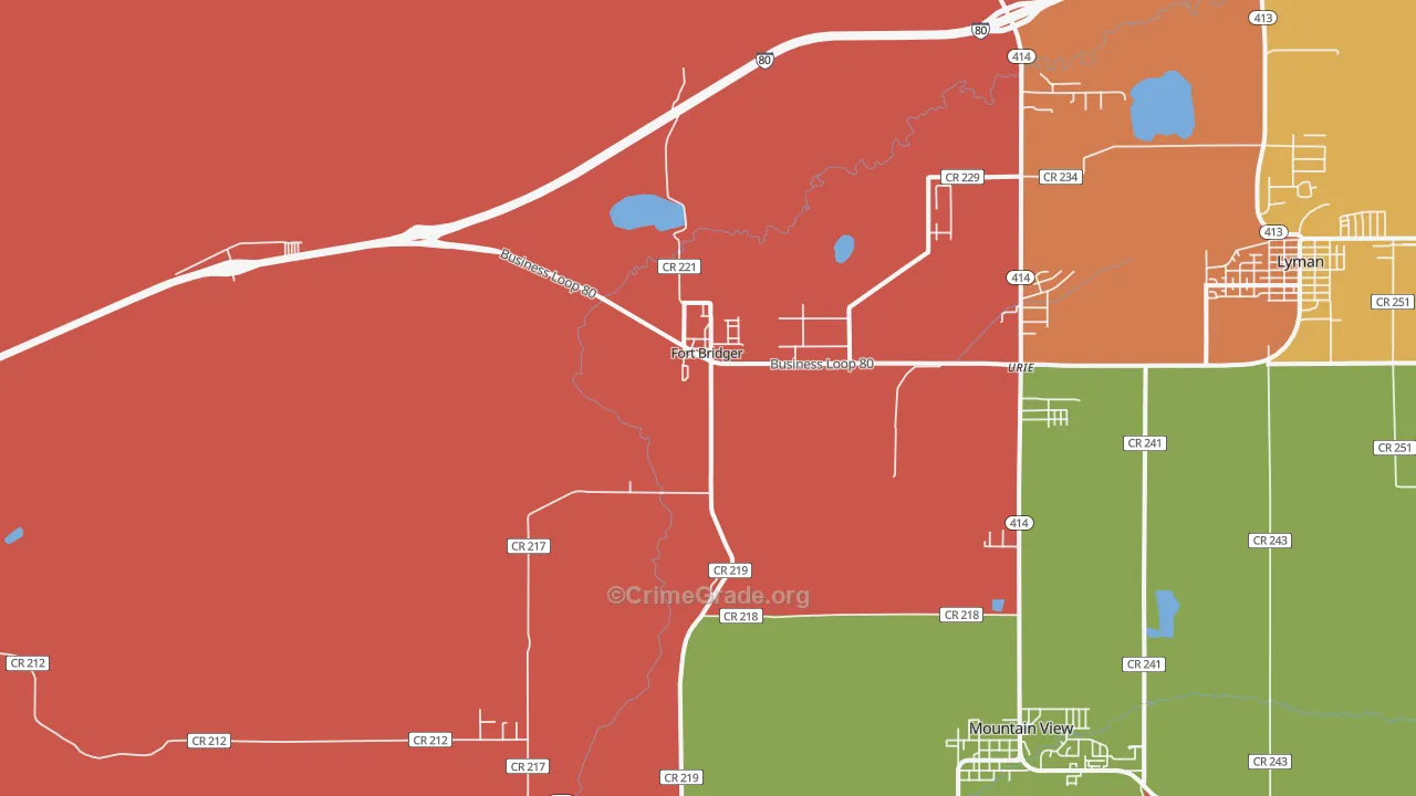 Fort Bridger, WY Map of Robbery Rates