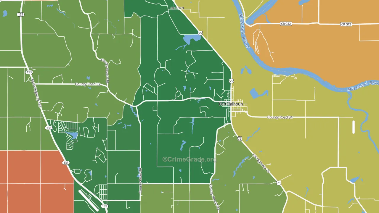 Fort Calhoun, NE Map of Robbery Rates
