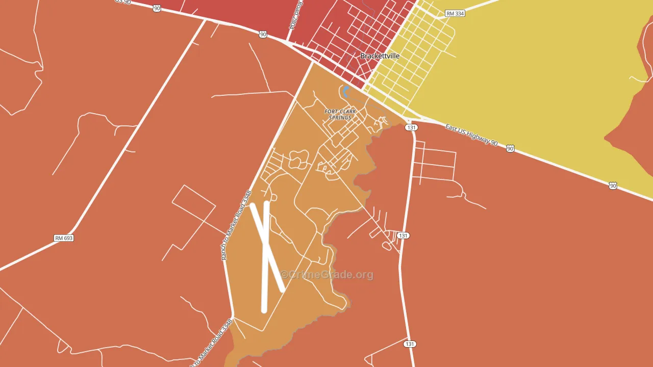 Fort Clark Springs, TX Map of Robbery Rates