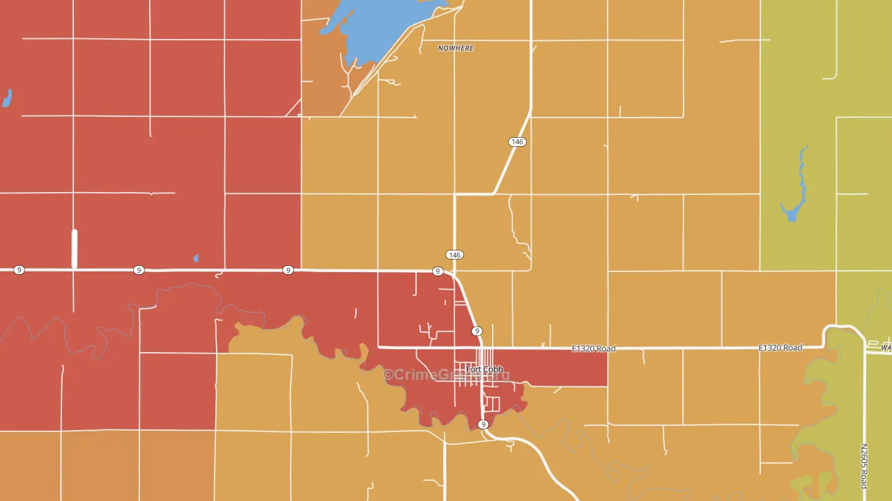 Fort Cobb, OK Map of Robbery Rates
