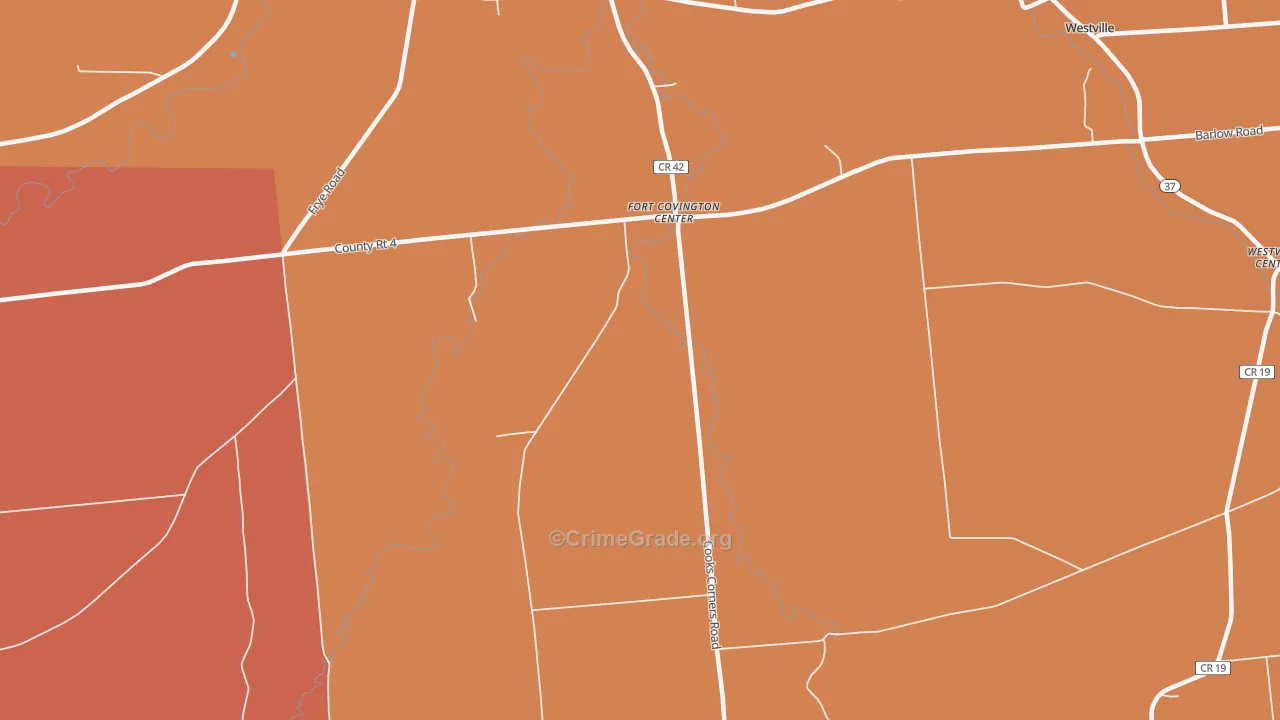 Fort Covington Center, NY Map of Robbery Rates