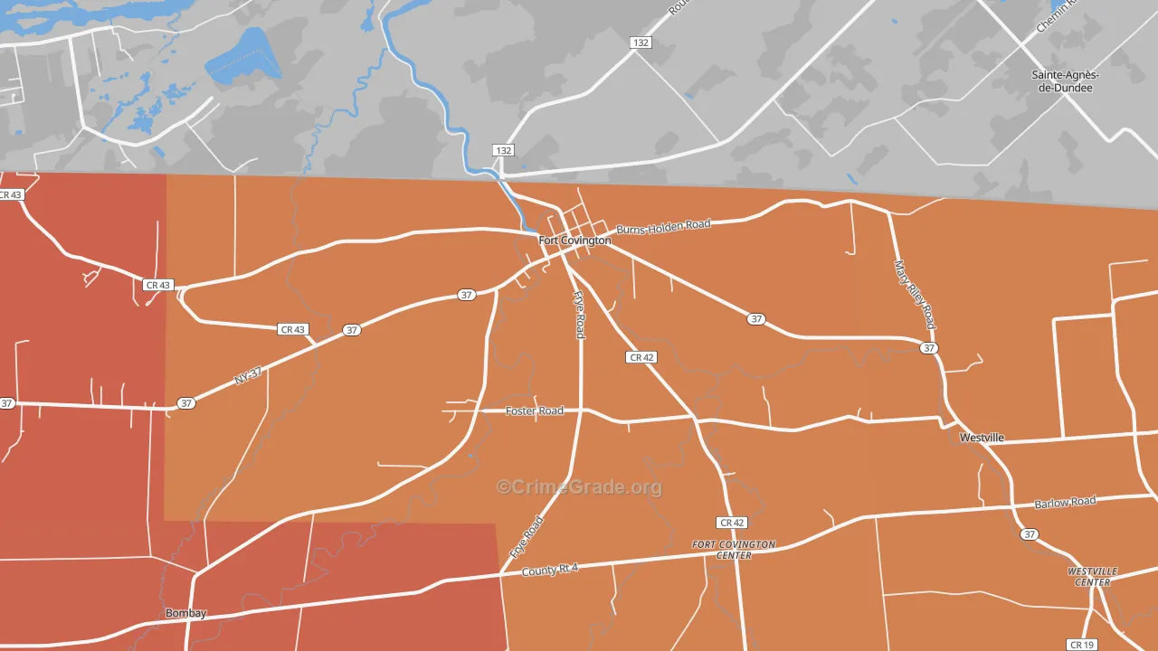 Fort Covington, NY Map of Robbery Rates