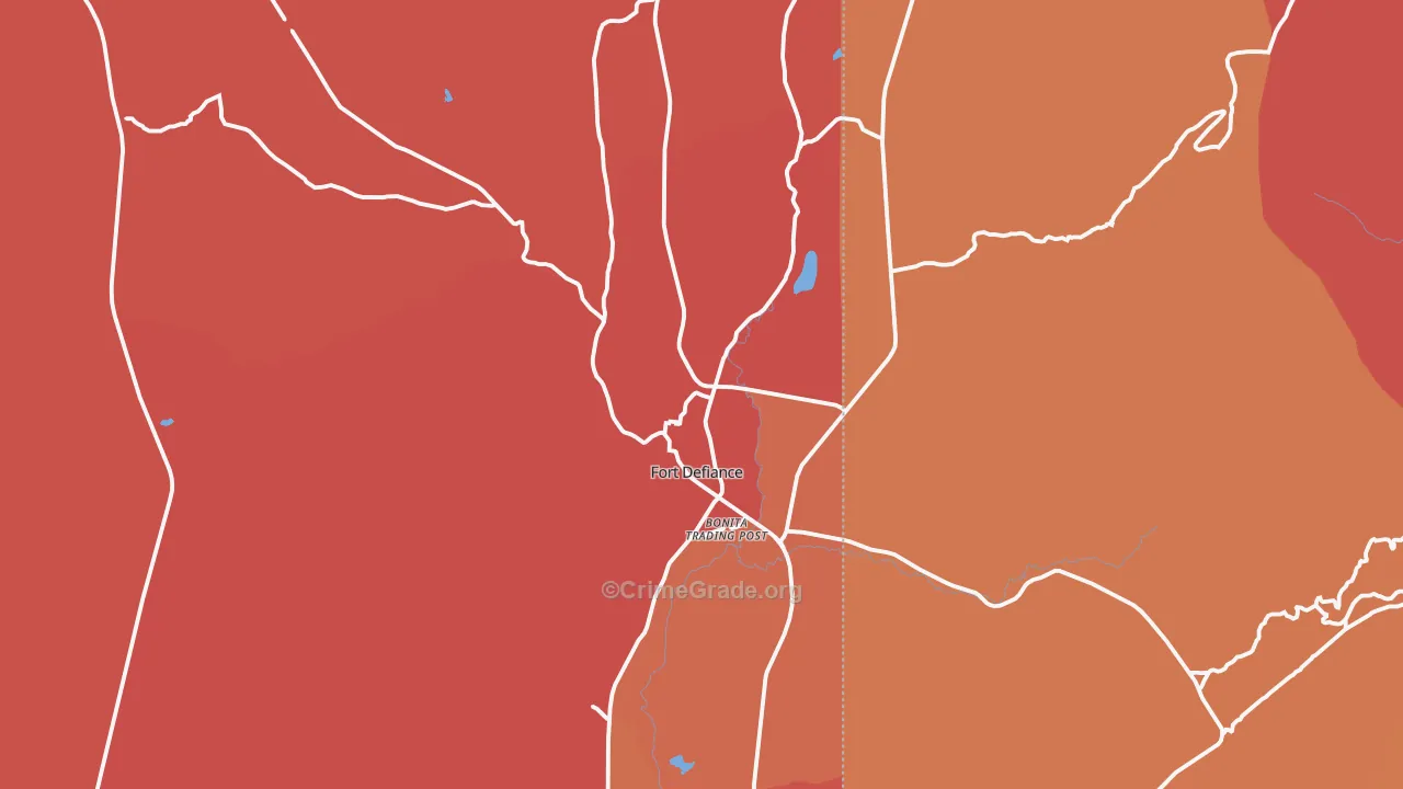 Fort Defiance, AZ Map of Robbery Rates