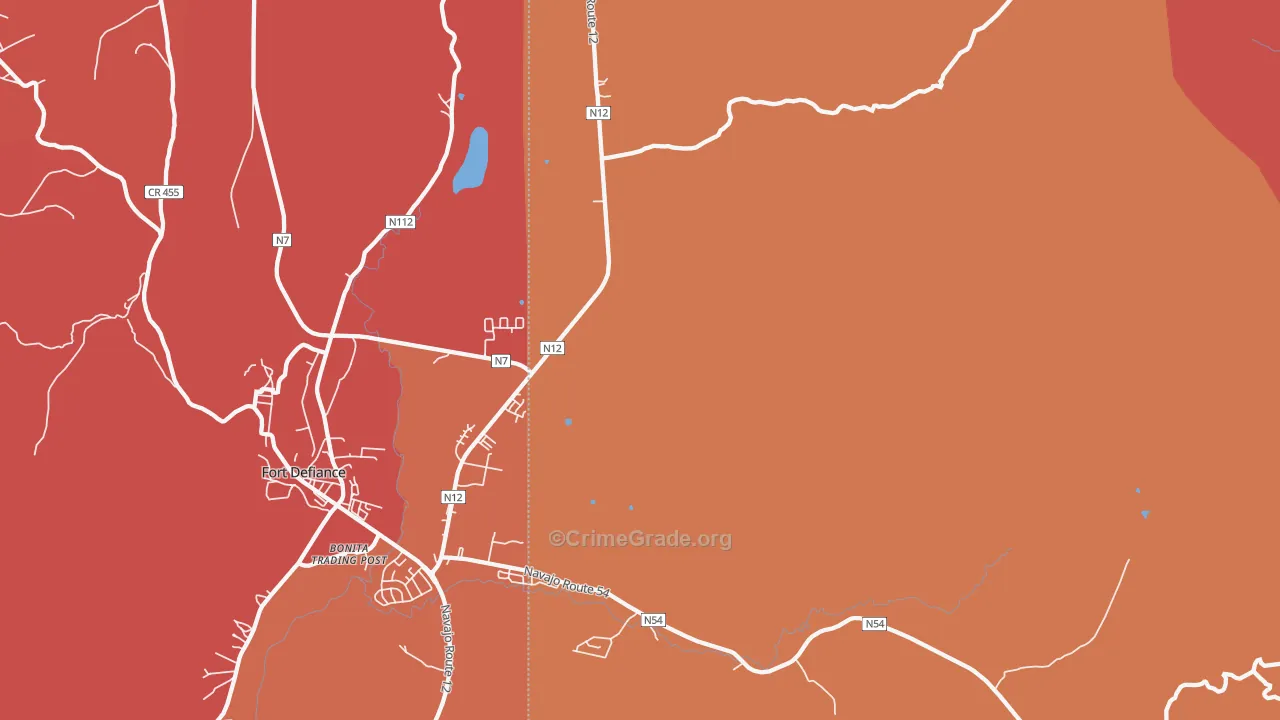 Fort Defiance, NM Map of Robbery Rates