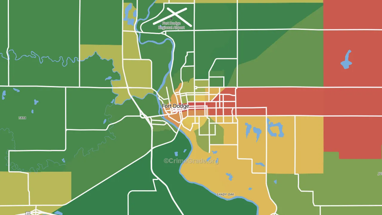 Fort Dodge, IA Map of Robbery Rates