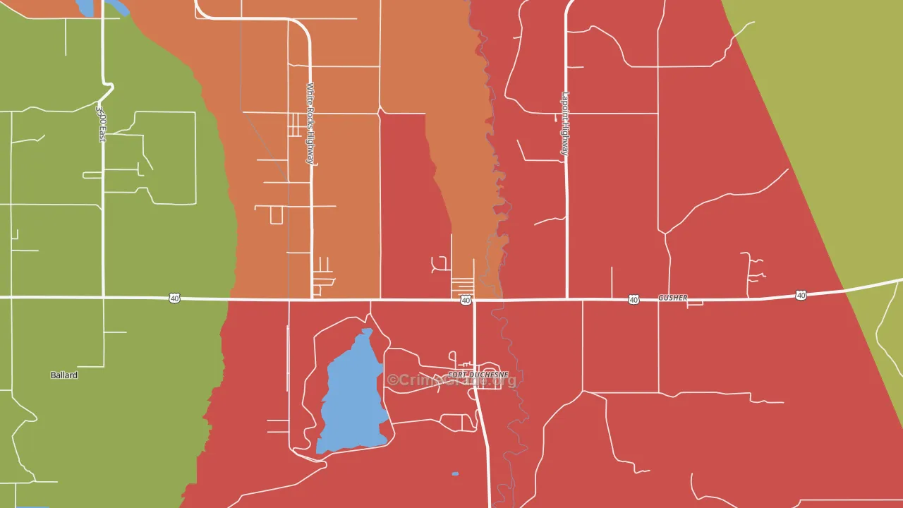 Fort Duchesne, UT Map of Robbery Rates
