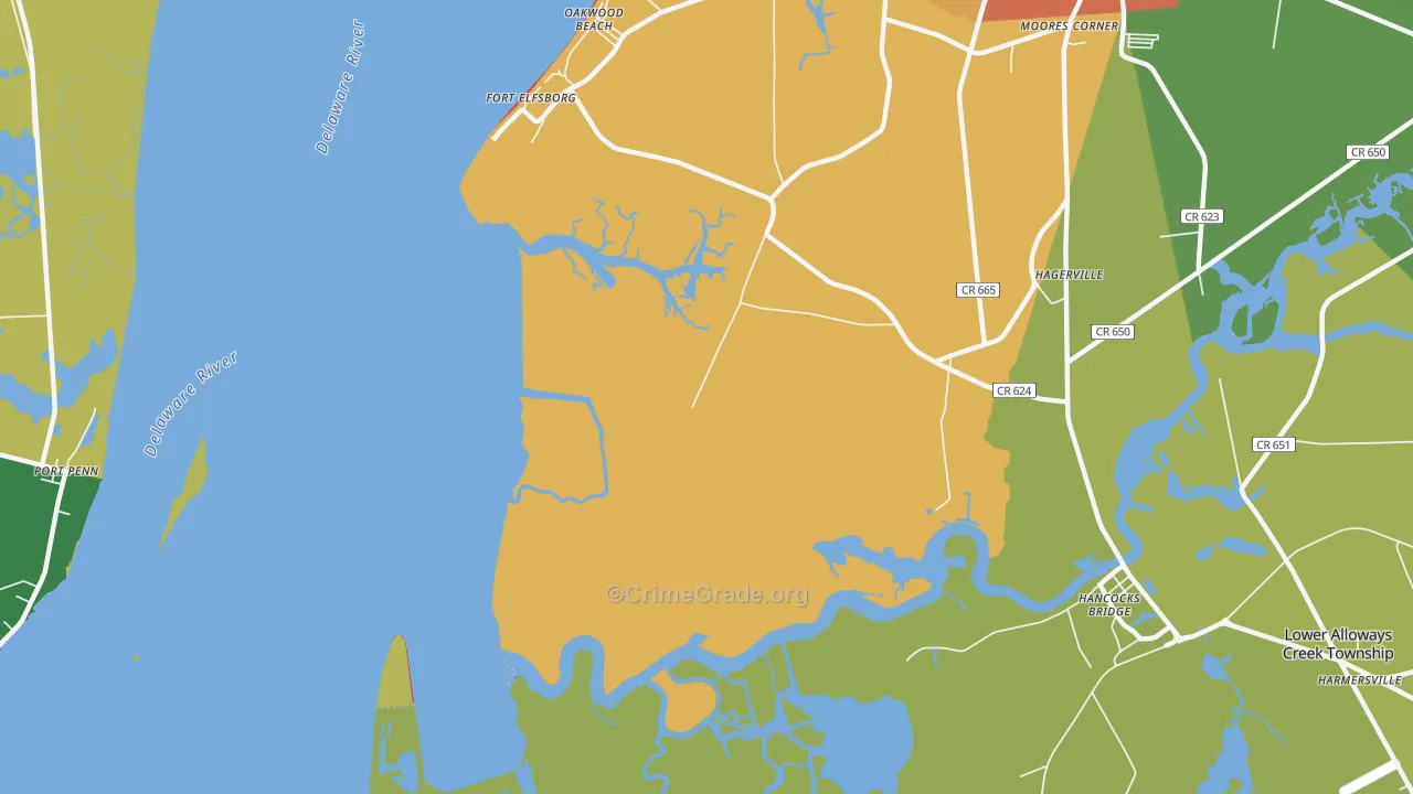 Fort Elfsborg, NJ Map of Robbery Rates