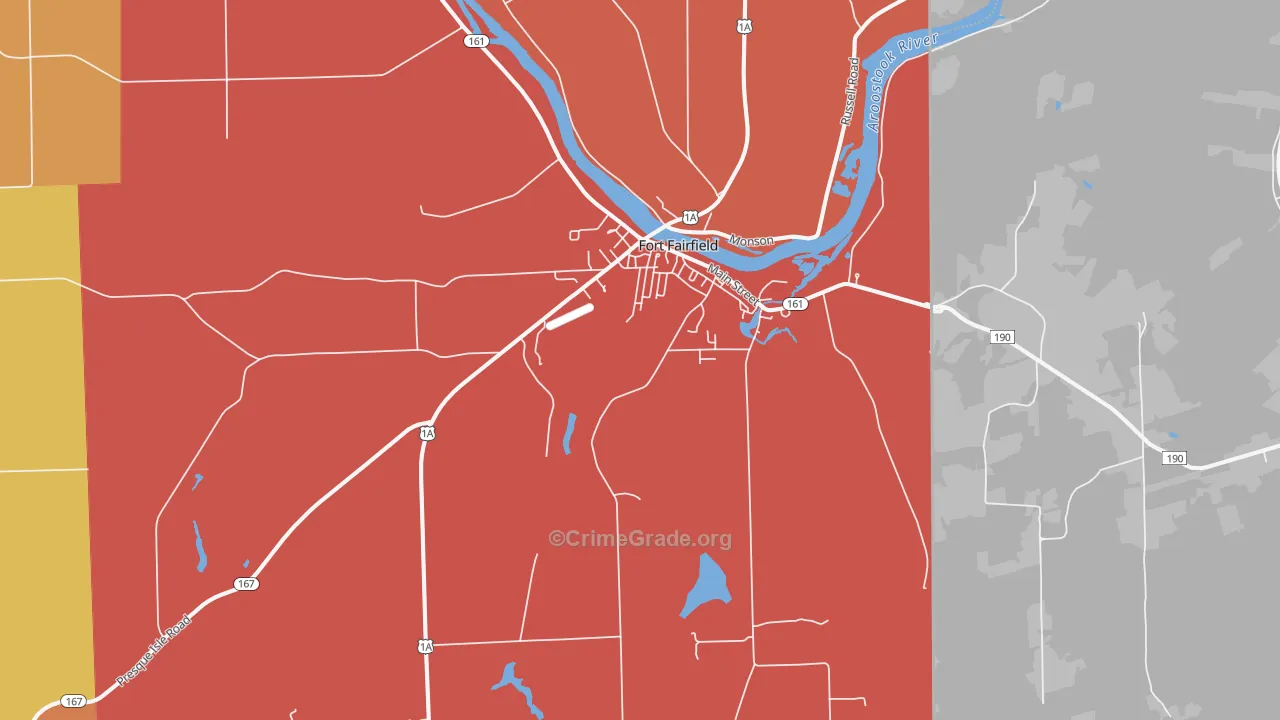 Fort Fairfield, ME Map of Robbery Rates