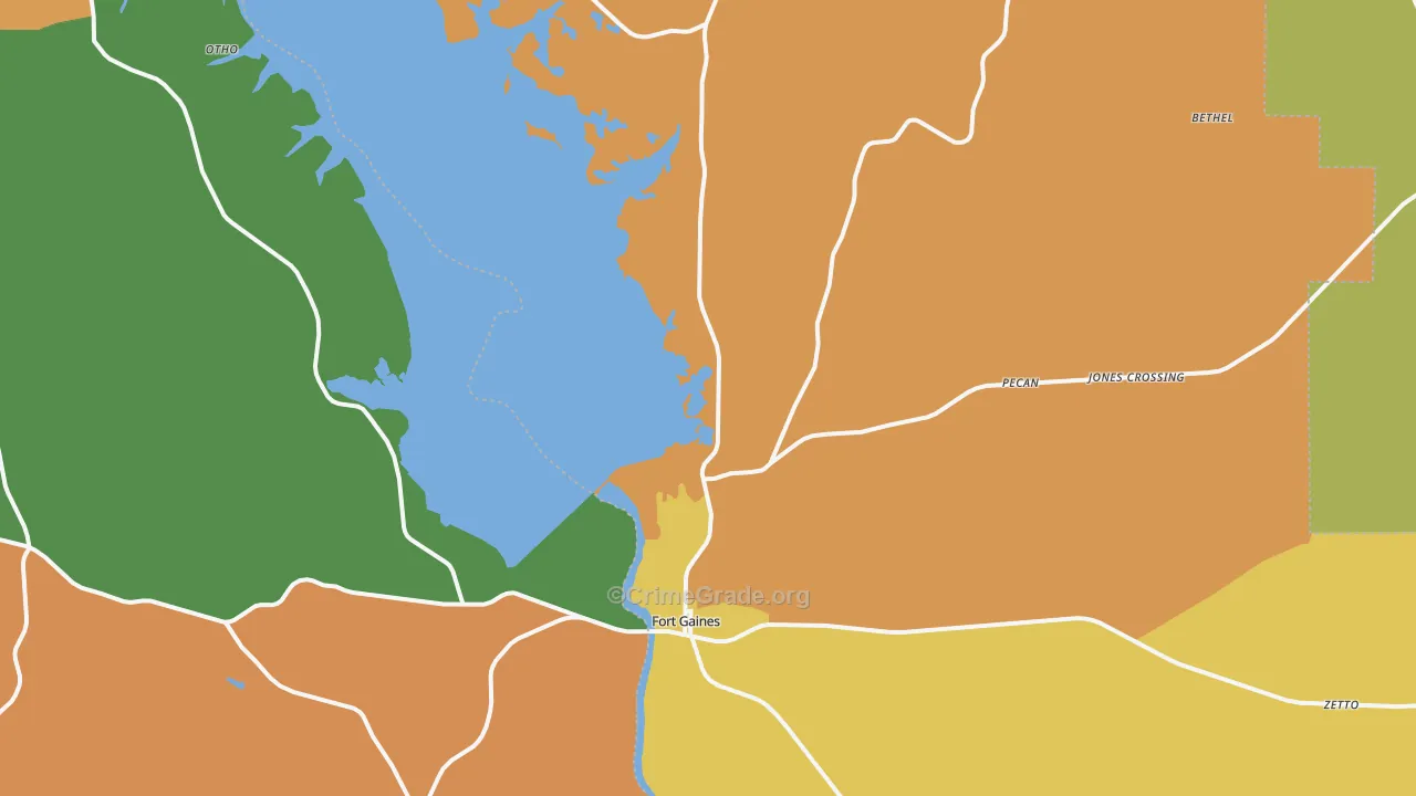 Fort Gaines, GA Map of Robbery Rates