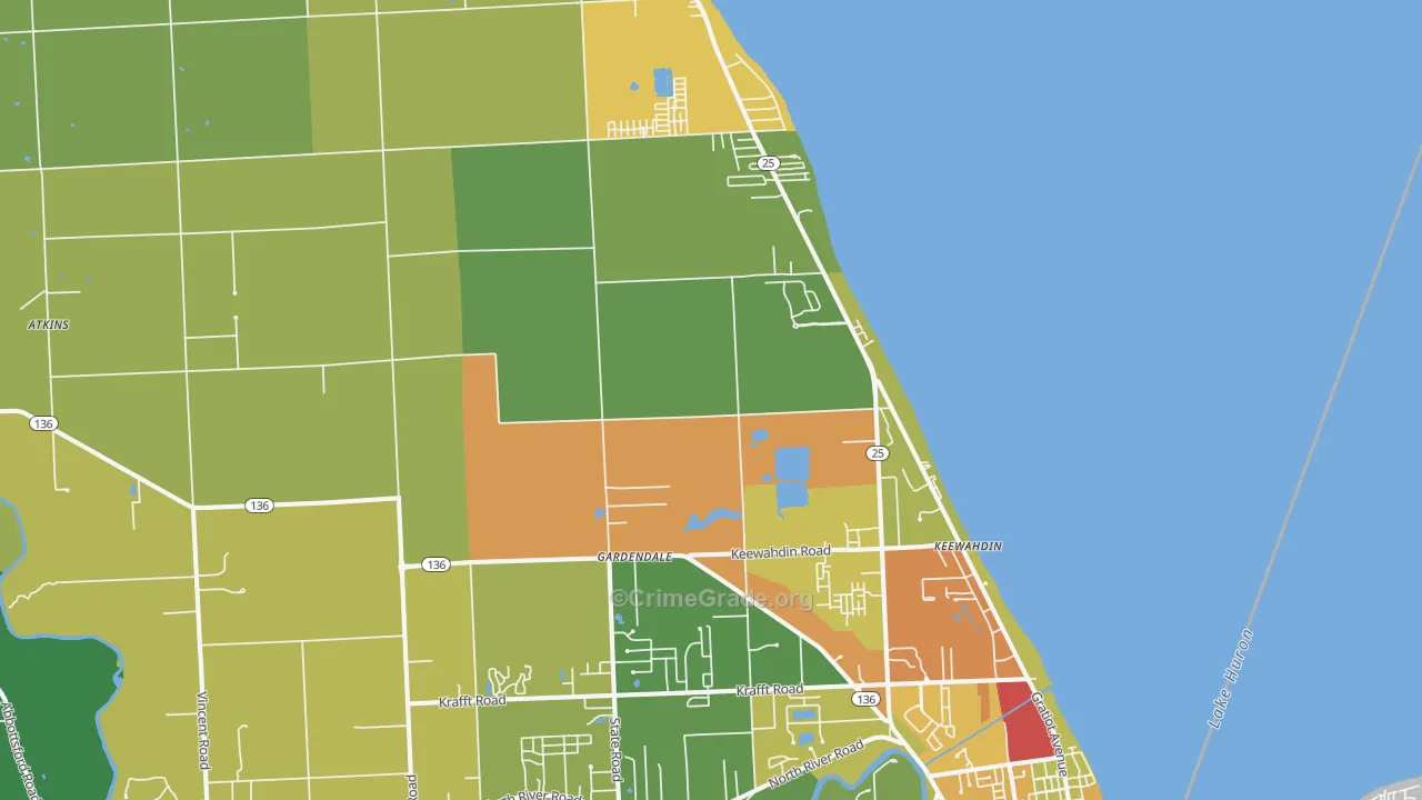 Fort Gratiot, MI Map of Robbery Rates