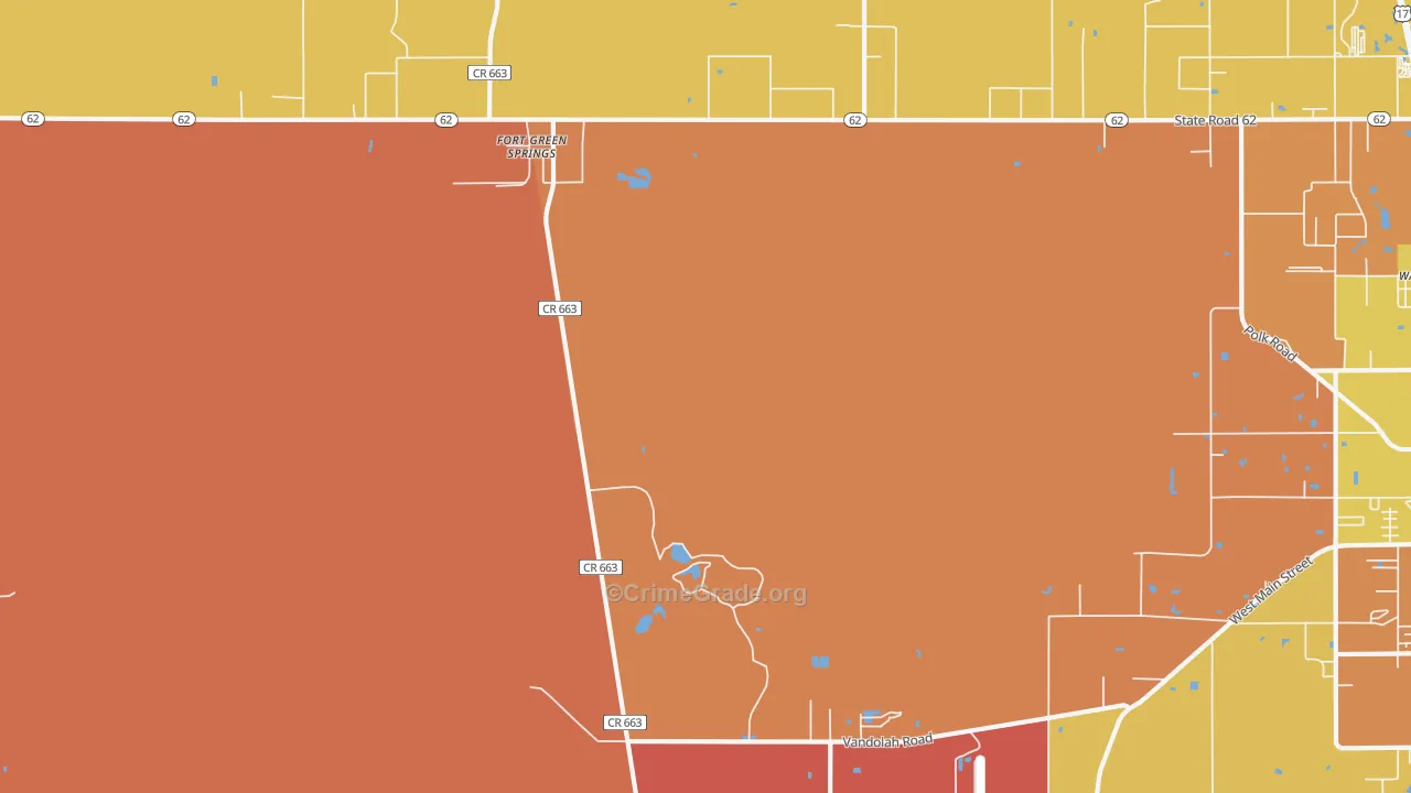 Fort Green Springs, FL Map of Robbery Rates