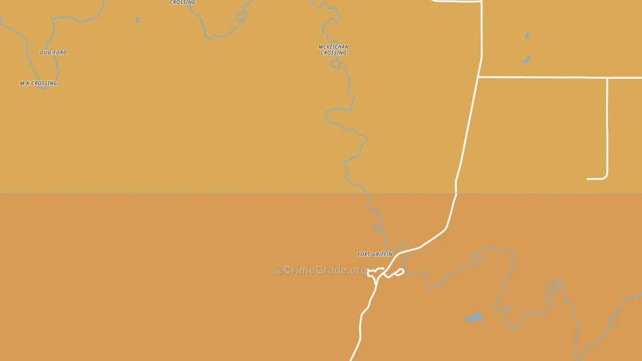 Fort Griffin, TX Map of Robbery Rates