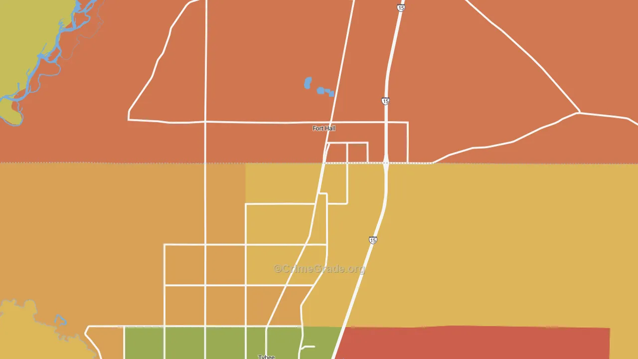 Fort Hall, ID Map of Robbery Rates