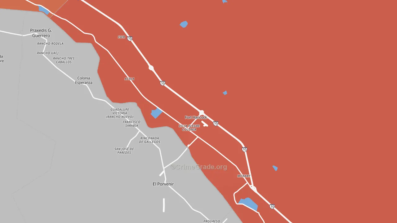 Fort Hancock, TX Map of Robbery Rates